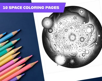 Space Coloring Book #4: 10 Pages of Printable Cosmic Journey | Perfect for Kids & Adults | Explore the Wonders of Space!