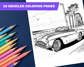 Vehicles Coloring Book #3: 10 Pages of Printable Transport Fun | Perfect for Kids & Adults | Embark on Exciting Vehicle Adventures!