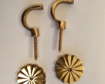 Brass Petal Tieback Hooks x 2