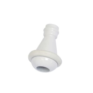 Puede incluir: Tapón de drenaje de piscina de plástico blanco con una parte superior redonda y lisa y una base roscada.