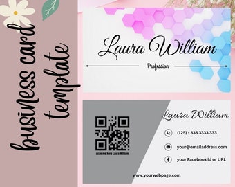 Modèle de carte de visite avec code QR : carte de visite recto-verso (téléchargement numérique)
