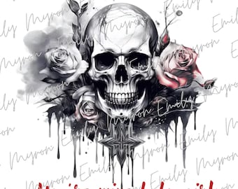 Dark Romance Skull PNG: Gothic Reader Design (Digital Download)