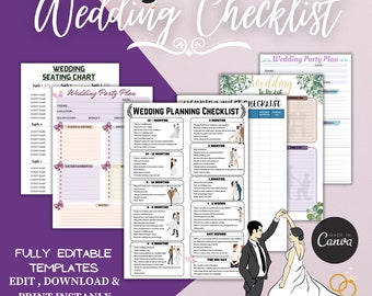 Editable Wedding Checklist Printable: Wedding Planner (PDF)