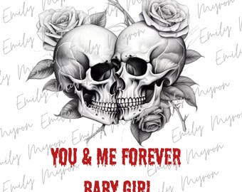 Dark Romance Skulls PNG: You & Me Forever (Digital Download)