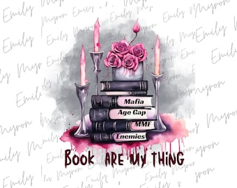 Dark Romance Reader PNG: Book Lover Sublimation Design (Digital Download)