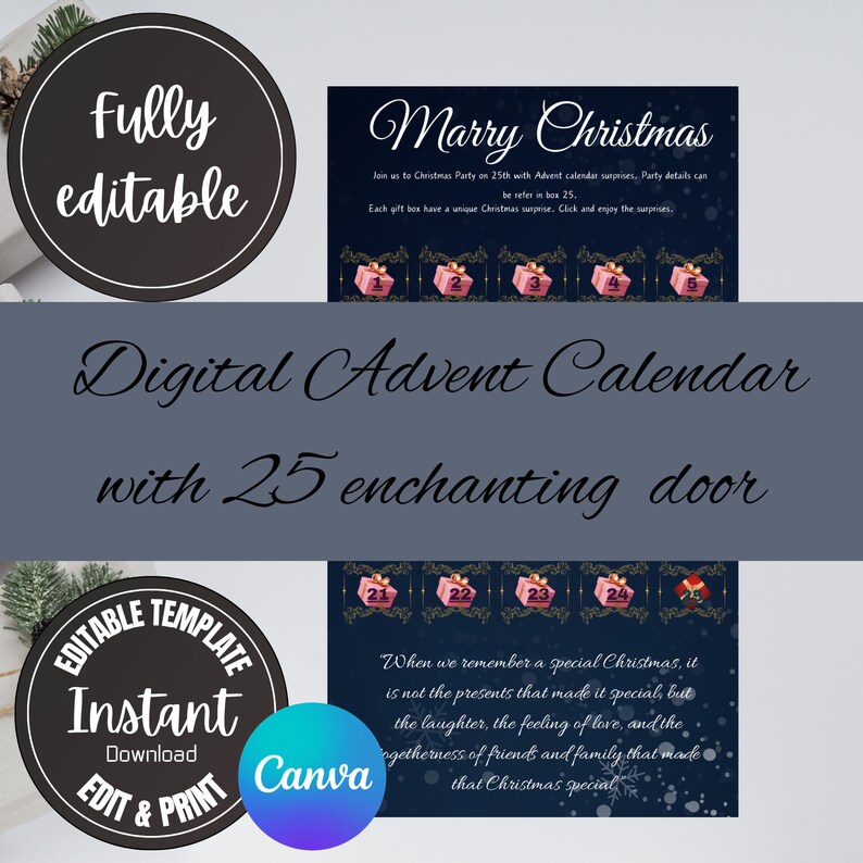 Christmas Advent Calendar Invitation Surprise Messages Etsy