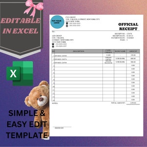 Official Receipt Template Excel, Official Receipt Template for Small Business, Editable Official Receipt Template, Printable Official Receip