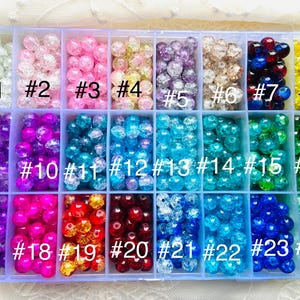 8mm Glass Beads, Crackle Glass Bead, Choose Your Color Bundles, Kandicore beads, Kidcore bead, jewelry making glass beads