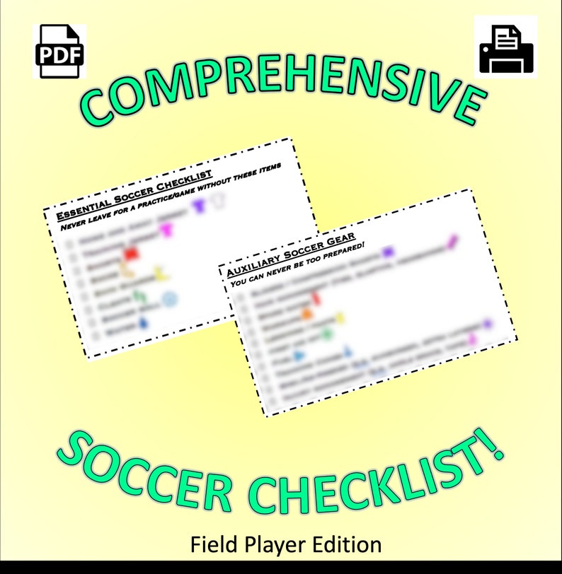 Soccer Equipment Checklist - Etsy