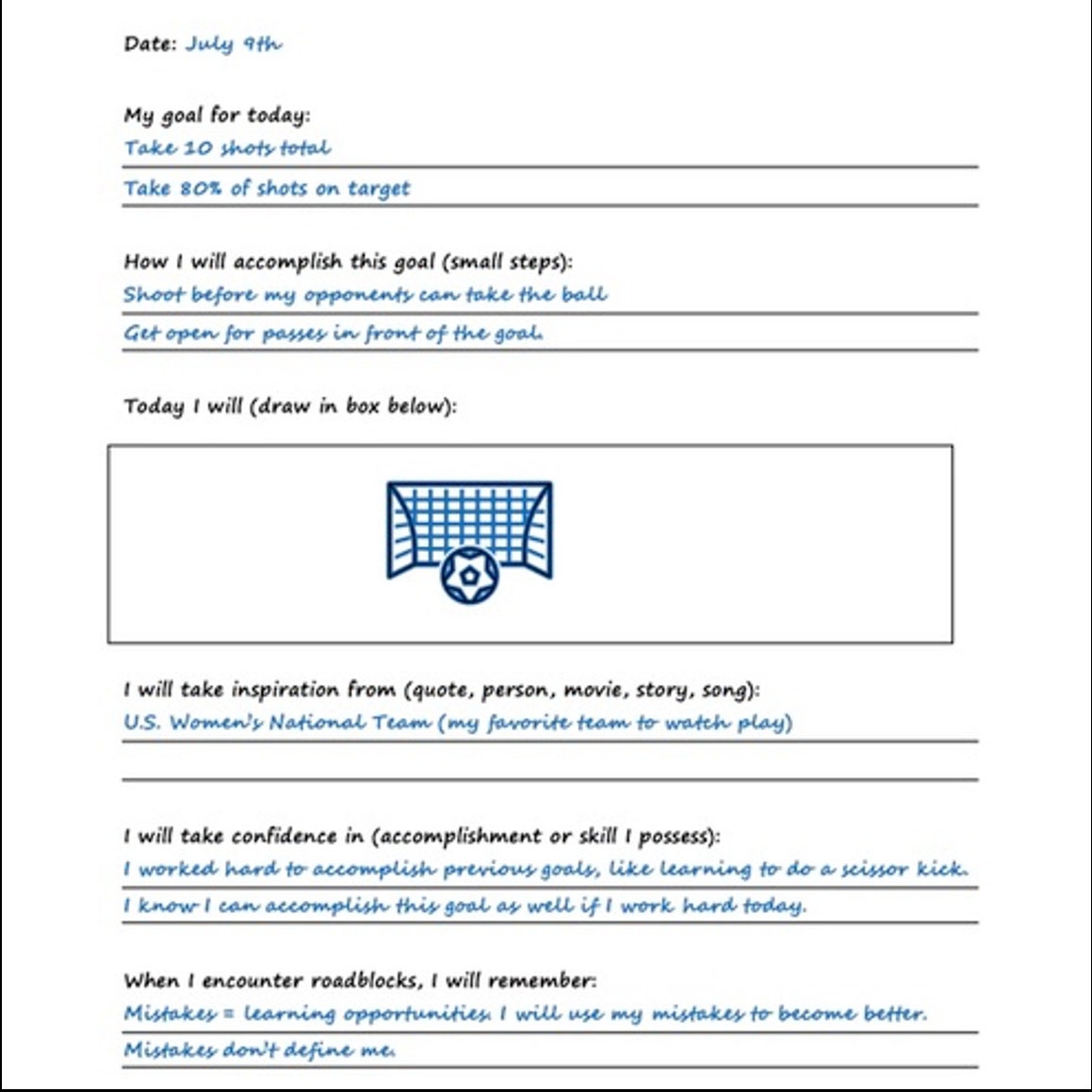 Sports Visualization Sheet (printable and Template) - Etsy