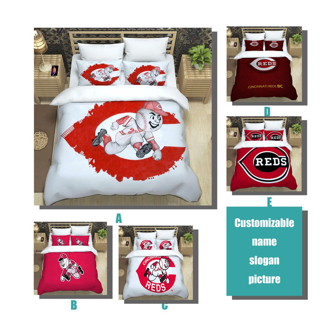 Cincinnati Reds Bedding Threepiece Set Fashionable Printed Etsy