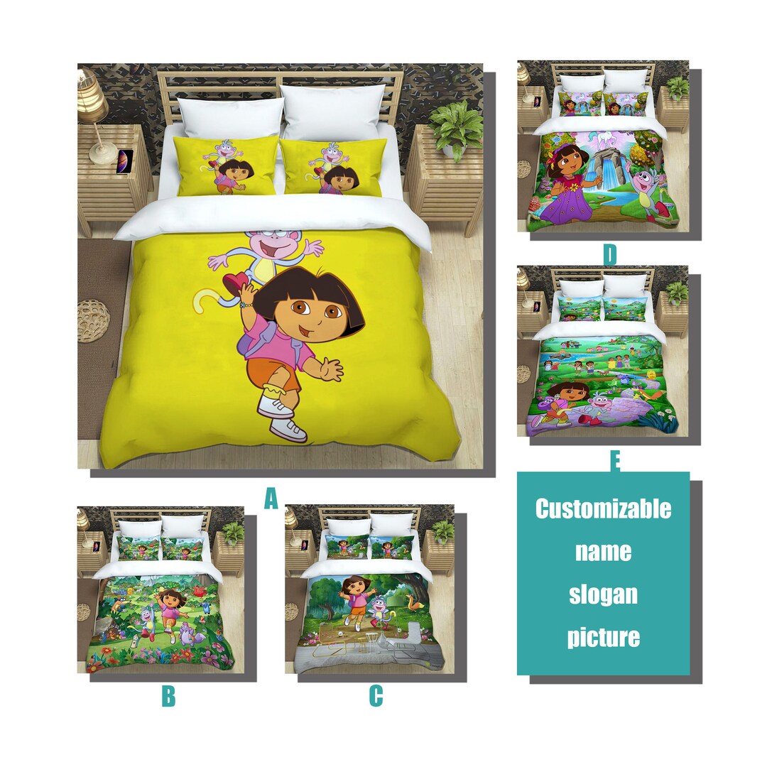 Dora the Explorer Bedding Threepiece Set Cartoon Fashionable Etsy