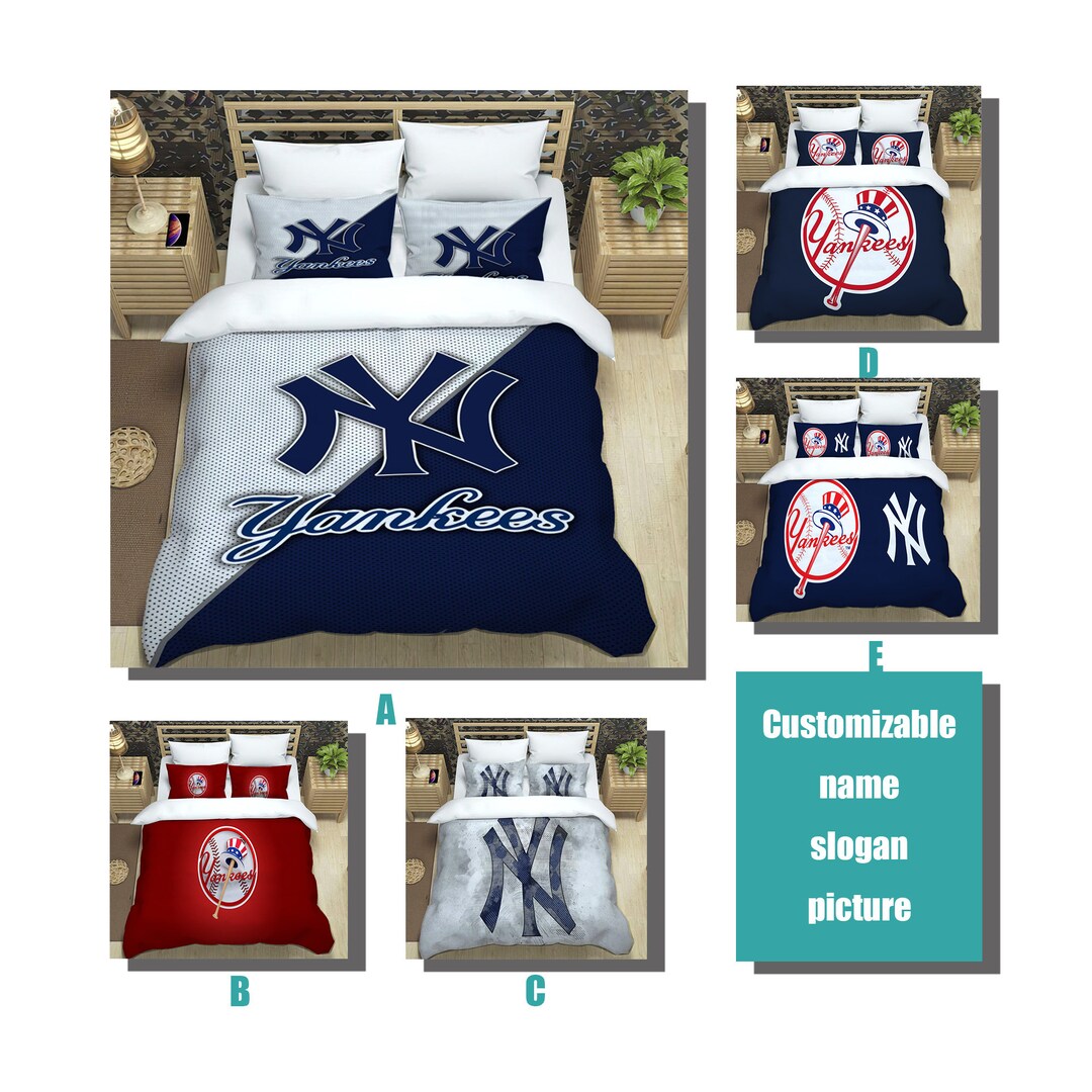 New York Yankees Bedding Threepiece Set Fashionable Printed Etsy