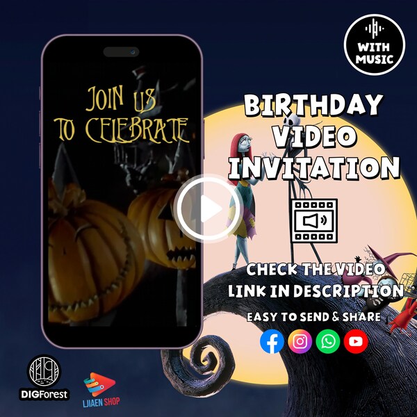 Jack Skellington Birthday Invitation Etsy