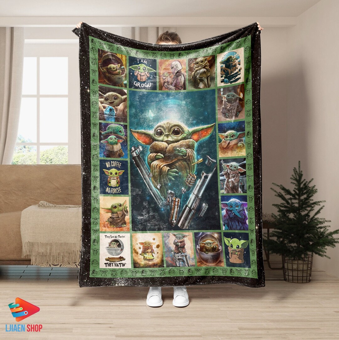Baby Yoda Blanket Baby Yoda Quilt Magic Kingdom Blanket Etsy