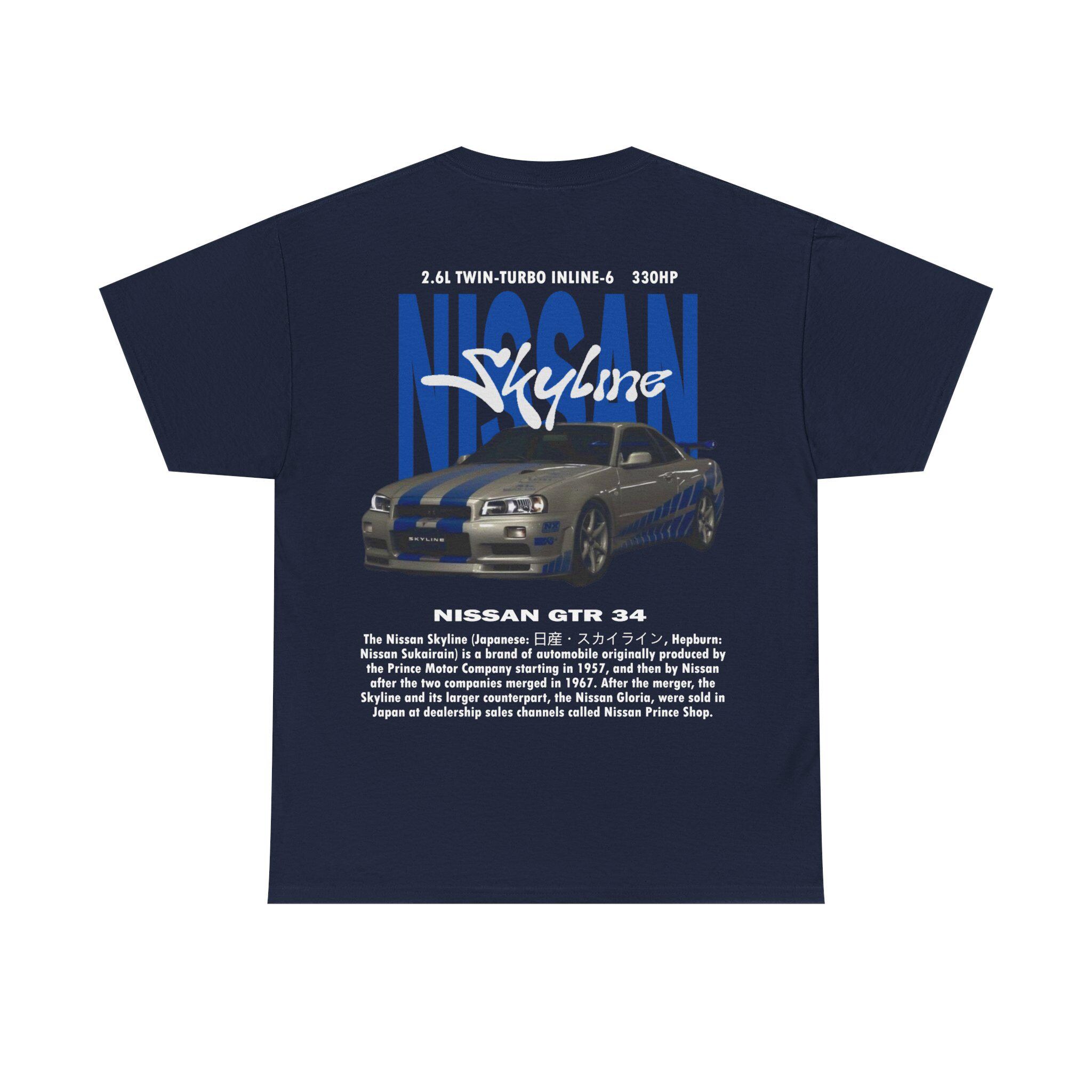 Nissan Skyline GT-R R34 T-shirt: JDM Fast and Furious Car Lover