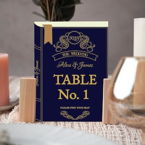 Wedding Table Numbers Printable, Table Numbers Template, Vintage Book Table Numbers, Instant Download