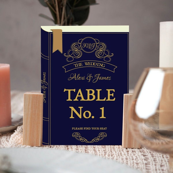 Wedding Table Numbers Printable, Table Numbers Template, Vintage Book Table Numbers, Instant Download