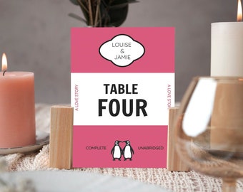 Vintage Penguin Book Wedding Table Numbers Template (Digital Download, 4x6 & 5x7&quot;)