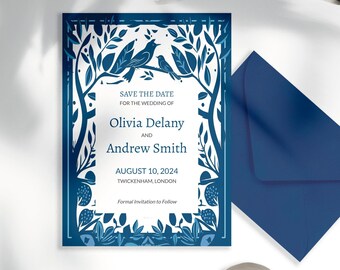 Save The Date Template, Editable Save The Date Wedding Invitation, Woodland, Printable Digital Download