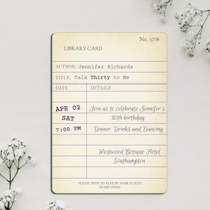 Book Library Card Party Invitation Template, Unique Invitation, Editable Invite For Print, Email and Text, Instant Download