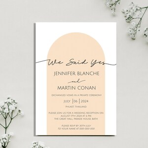 Minimalistische Hochzeitsfeier Einladung Vorlage, Wir sagten Ja Heiratsanzeige, Elegante Hochzeitsfeier einladen, Sofort Download