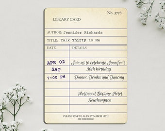 Book Library Card Party Invitation Template, Unique Invitation, Editable Invite For Print, Email and Text, Instant Download