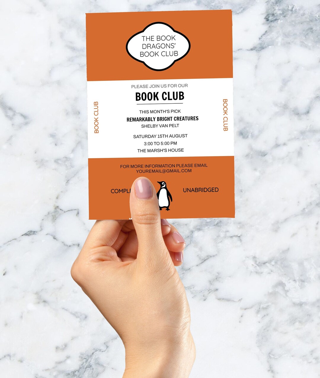 Editable BOOK CLUB Invitation Template Vintage Penguin Book Etsy