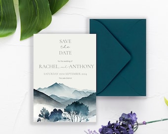 Watercolor Mountain Save The Date Template (Digital Download)