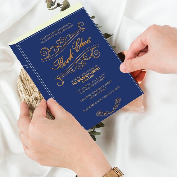 Editable BOOK CLUB Invitation, Book Club flyer, Vintage Book Club Invite, Editable Template for print, email and messaging, instant download