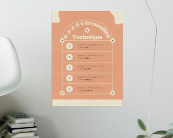 5-4-3-2-1 Grounding Technique Print | Kid&#39;s Room, Classroom, Therapy Office, Decor