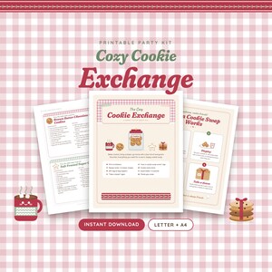 Kit para Festa de Troca de Biscoitos (Imprimível), Convite para Troca de Biscoitos, Cartões de Receitas e Lembranças