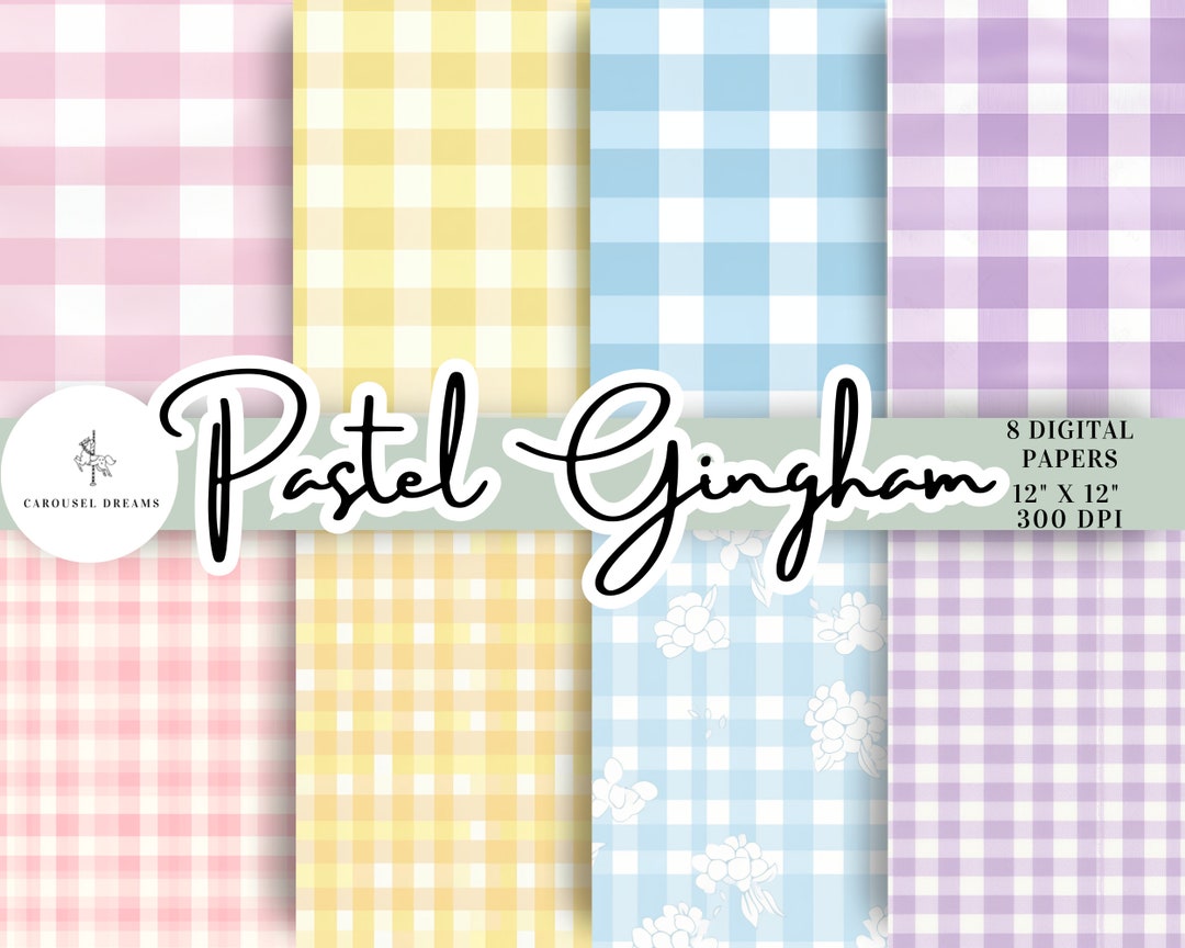 Pastel Gingham Digital Paper Pack – Seamless Floral Patterns (digital ...