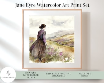 Jane Eyre Watercolor Art Print Set – Bronte Quote (Digital Download)