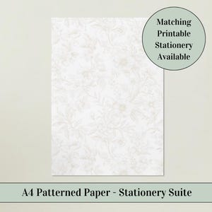 A4 Pattern Paper - Beige French Country Floral. Briefpapier Set, Umschläge, Einladungen, Menü, Platzkarten Digitaler Download.