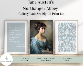 Jane Austen's Northanger Abbey DIGITAL Portrait Gallery Set | Vintage Regency Catherine Morland | Printable Poster Fine Art Wall Print Set