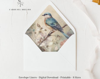Vintage Bird Chinoiserie Envelope Liner, Wedding Invitations (Digital Download)