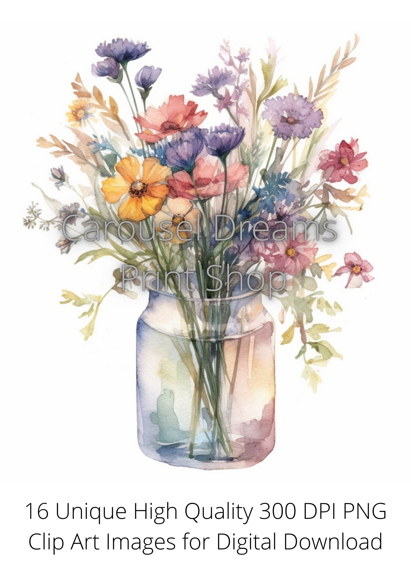 16 Vase of Flowers Clipart - High Quality PNG - Digital Download, Mixed ...