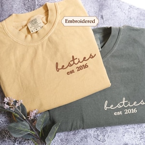 Custom Besties Comfort Colors Shirt, Custom Best Friend Gift, Personalized Besties Tee, BFF Gifts, Best Friend Birthday Gift for Her