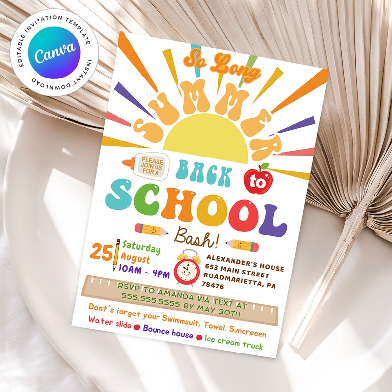 Editable Back to School Party Invitation EDITABLE End of - Etsy