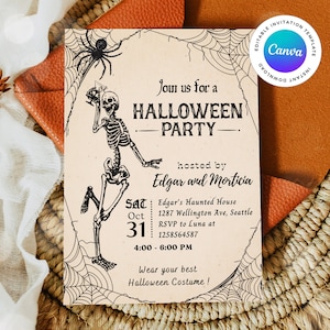 Vintage Halloween Party Invitation, Adult Halloween Party Invite Template, Costume Halloween Party Invitation, Halloween Party Invitation