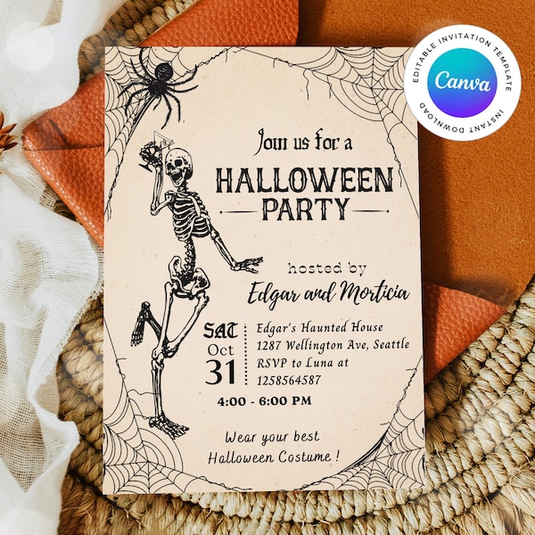 Vintage Halloween Party Invitation, Adult Halloween Party Invite Template, Costume Halloween Party Invitation, Halloween Party Invitation