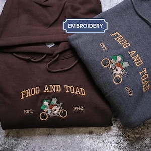 Embroidered Frog And Toad Crewneck Sweatshirt, Vintage Classic Book Sweatshirt, Cottagecore Aesthetic