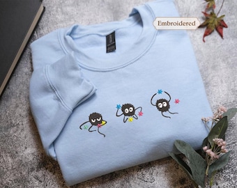 Embroidered  Sprites Cozy Comfort Colors® Shirt– Studio Inspired Cottagecore Tee, Cute Anime Aesthetic Shirt, Cozy Autumn Whimsy Gift