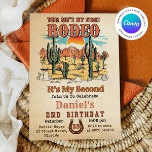 Not My First Rodeo Birthday Invitation, Editable Western Birthday Invitation, Editable Cowboy Birthday Invitation, Rodeo Birthday Invitation