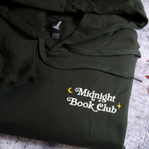 Comfort Colors Midnight Book Club Embroidered Shirt, Bookish Tee, Reader Bookworm Gift