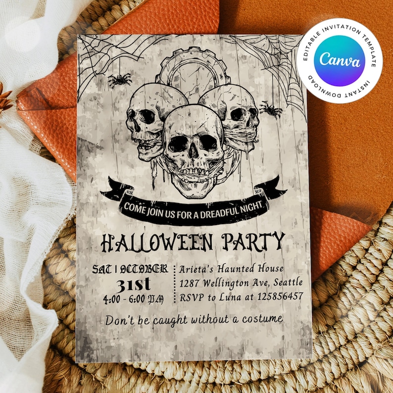 Vintage Halloween Party Invitation Adult Halloween Party Etsy