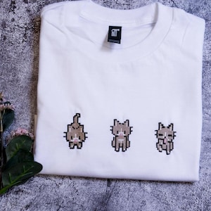Valley Cat Sweatshirt, Pixel Cat Embroiderd Perfect Gift for Gamers, Embroidered Cute Gamer shirt, Comfort colors, Cozy & Cute Gaming Attire