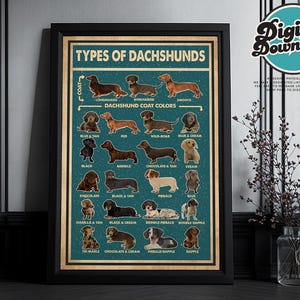 Dackel-Arten Digitaldruck, Dackel Poster, Dackel Kunstdruck, Dackel Wand-Dekor, Dackel Kunst, Dackel Wandbehang