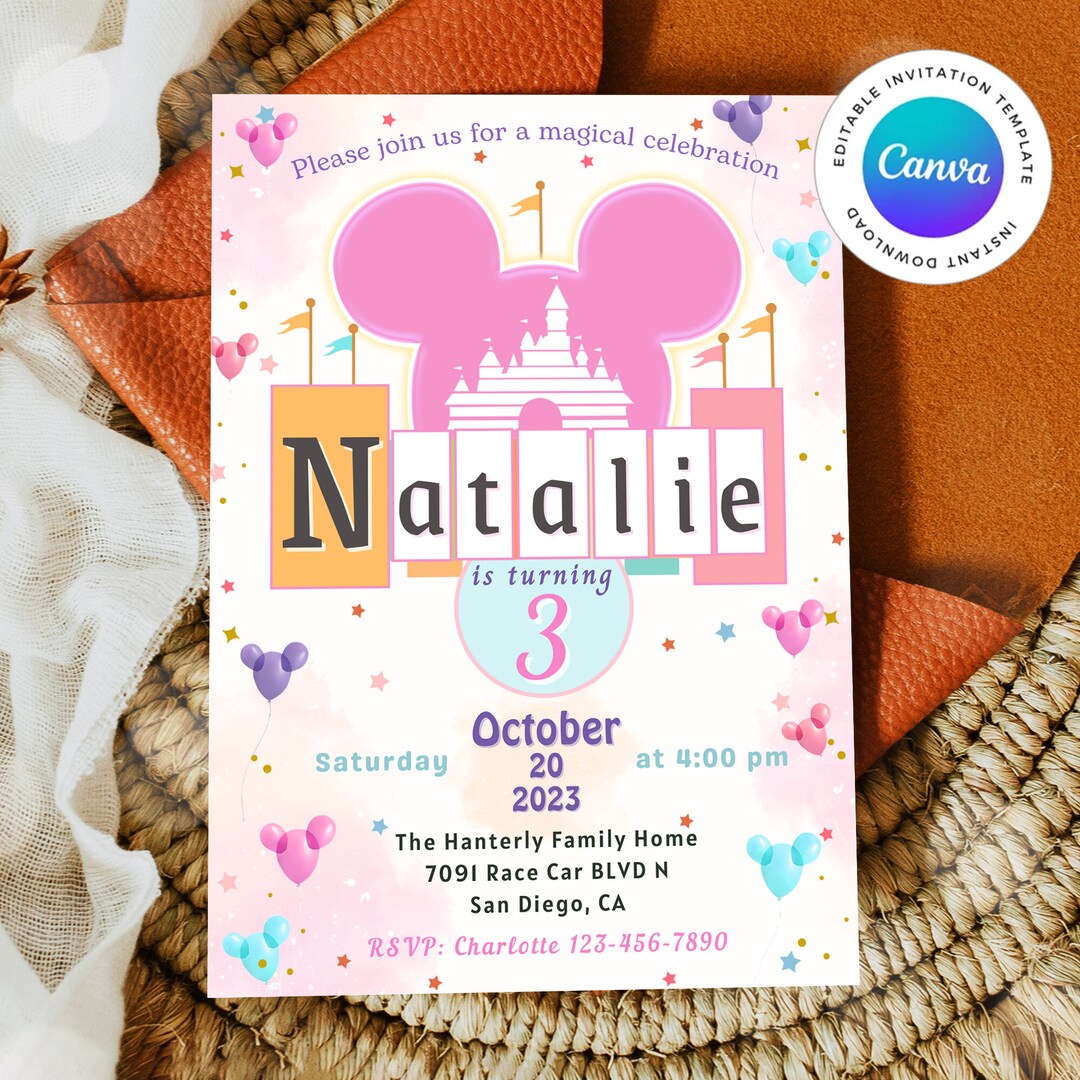 Magical Birthday Party Invitation, Disneyland Birthday Girl Invitation ...